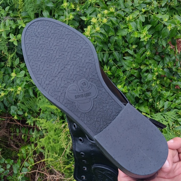 Sam & Libby Women's Melanie Black Combat Boots Gothic Stitched Embroidered Crest - Picture 5 of 17